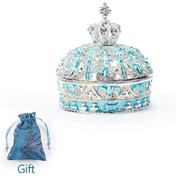 ✨Gawhood Women Silver Crown Trinket Ring Small Tiny Box Rosary Ornament Jewelry - Picture 2 of 6